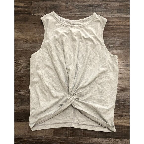 Lululemon Women Size 4 Heathered Gray Cotton Front Twist Crescent Tank - Picture 1 of 5
